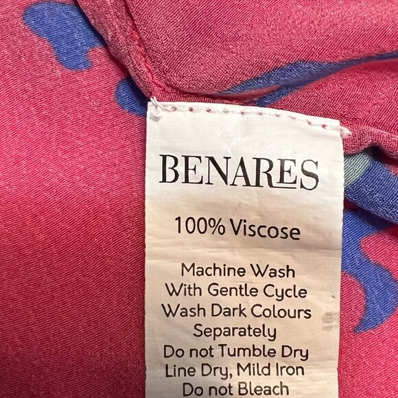 Benares Pink Boho Floral Kimono Jacket M Open Front Duster Robe Mixed Print - Picture 6 of 8